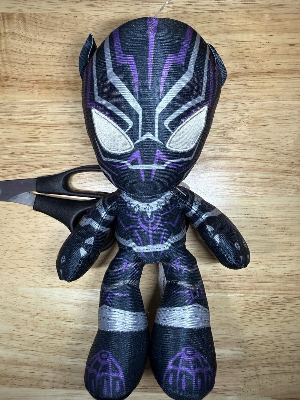 Marvel Black Panther Plush Stuffed Figure Black Purple Silver